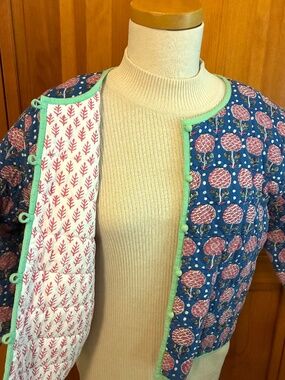 J Crew x SZ Blockprint Reversible Quilted Jacket Size XL